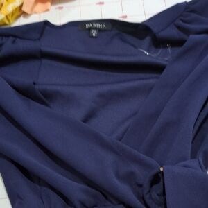 MARINA Deep Blue Wrap Top